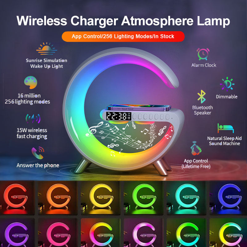 New Intelligent G Shaped LED Lamp Bluetooth Speaker Wireless Charger