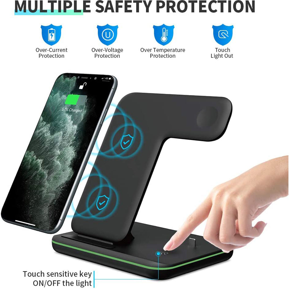 Mobile Phone Watch Earphone Wireless Charger 3 In 1 Stand