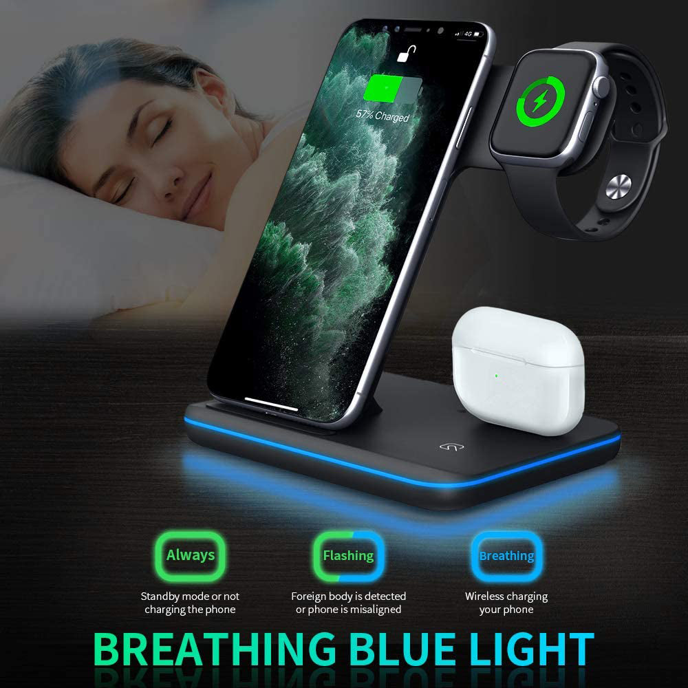 Mobile Phone Watch Earphone Wireless Charger 3 In 1 Stand