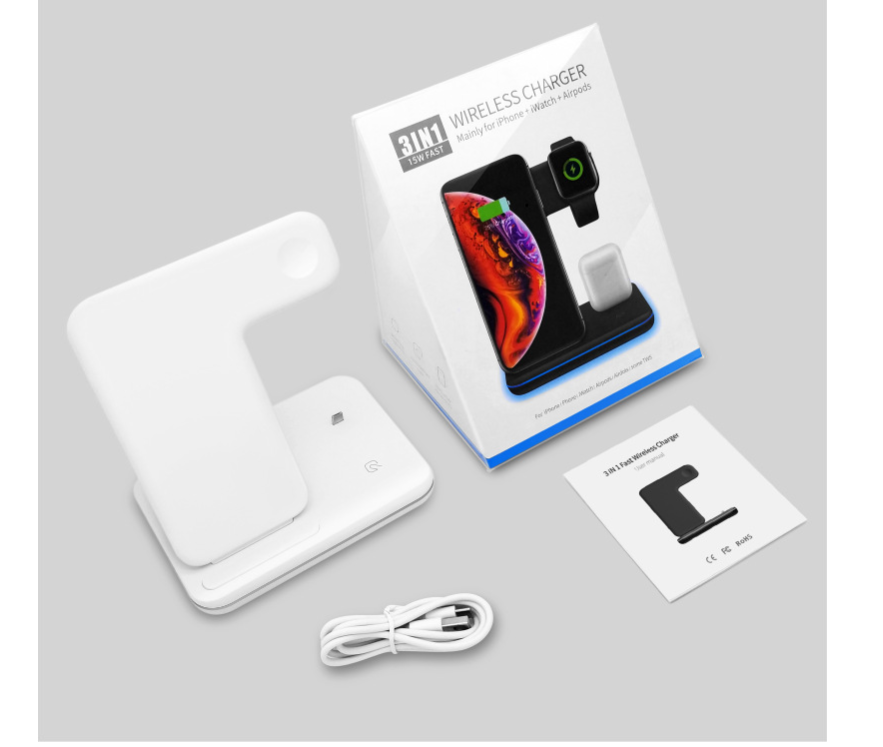 Mobile Phone Watch Earphone Wireless Charger 3 In 1 Stand